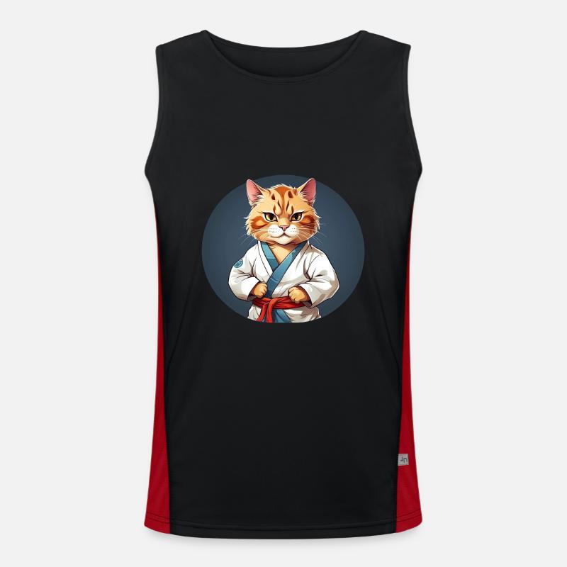 Karate Katze - Katzendesign Funktionelles Kontrast-Tank Top für Männer 