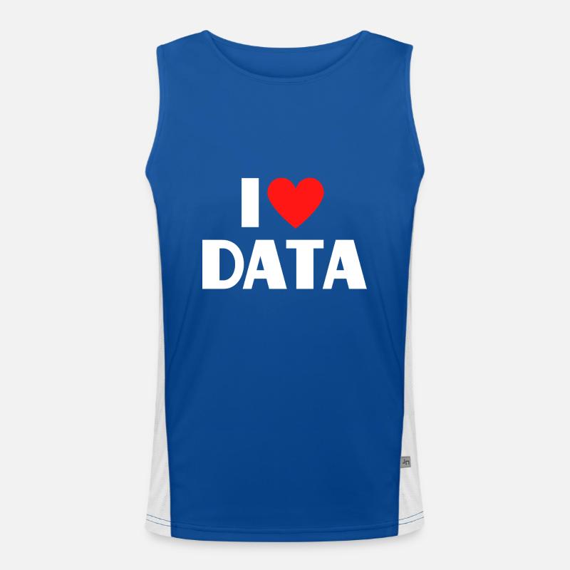 I Love Data Funny Computer Nerd Saying Men's Functional Contrast Tank Top 