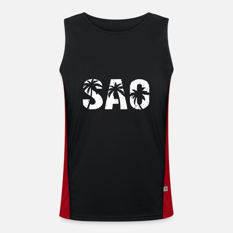 Sao Beach Palm Trees - Men's Functional Contrast Tank Top - black/red