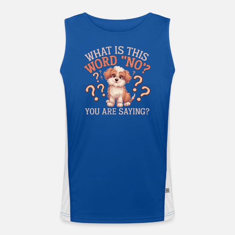 What Is This Word No You Are Saying Cavapoo Dog Débardeur respirant contrasté Homme 