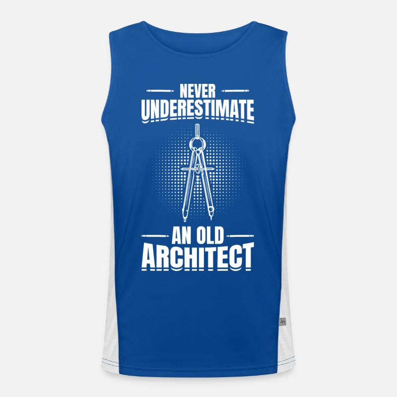 Never Underestimate An Old Architect Men's Functional Contrast Tank Top 