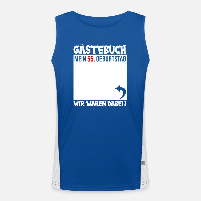 Gästebuch 55. Geburtstag – Retro-Layout Funktionelles Kontrast-Tank Top für Männer 