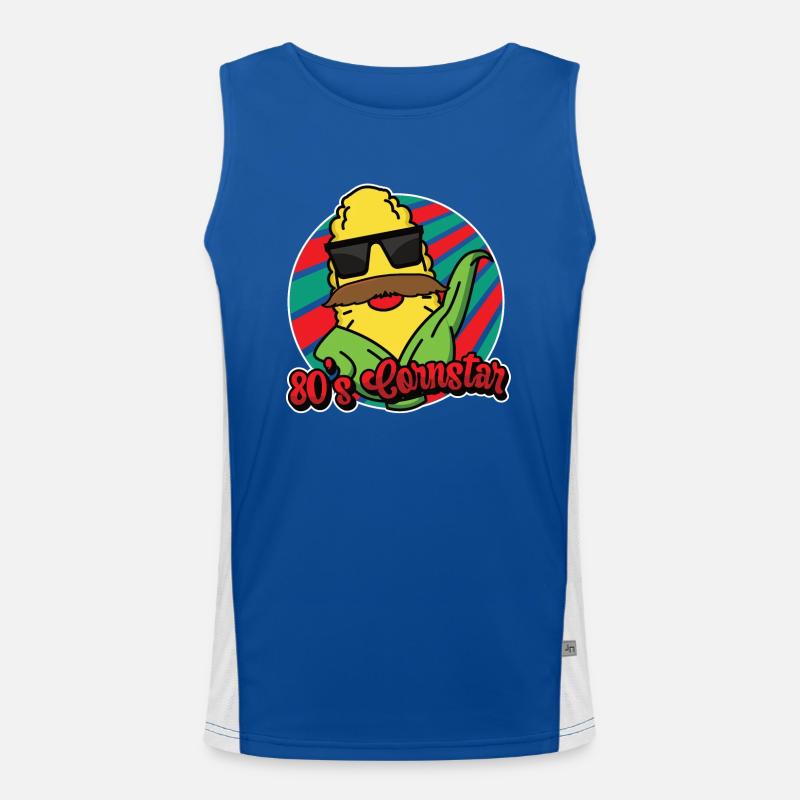 80er Cornstar Mustache Bart Lustig Schnurrbart Funktionelles Kontrast-Tank Top für Männer 