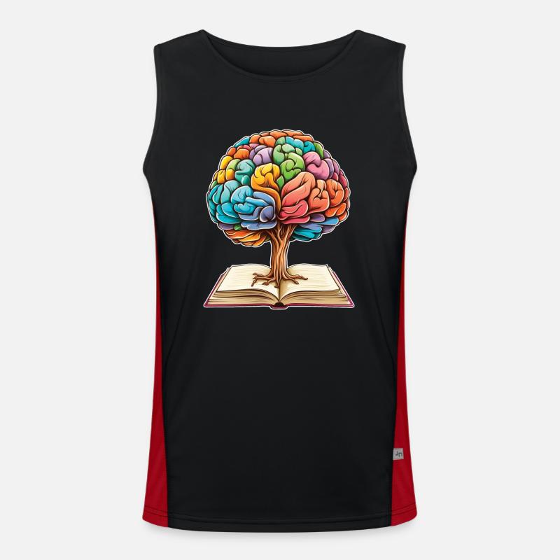 Lesen bildet Mindset Wachstum Kunstwerk Baum Funktionelles Kontrast-Tank Top für Männer 
