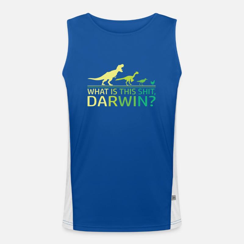 Lustige Evolution Dino Dinosaurier Darwin T-Rex Funktionelles Kontrast-Tank Top für Männer 
