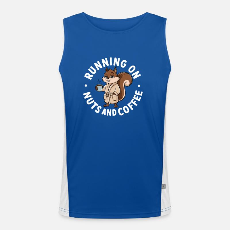 Laufen auf Nüssen und Kaffee lustiger Eichhörnchenkaffee Funktionelles Kontrast-Tank Top für Männer 