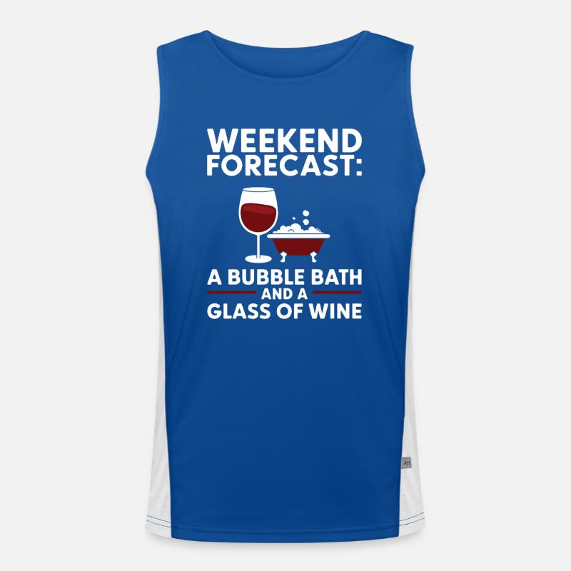Weekend Forecast A Bubble Bath and a Glass of Wine Men's Functional Contrast Tank Top 