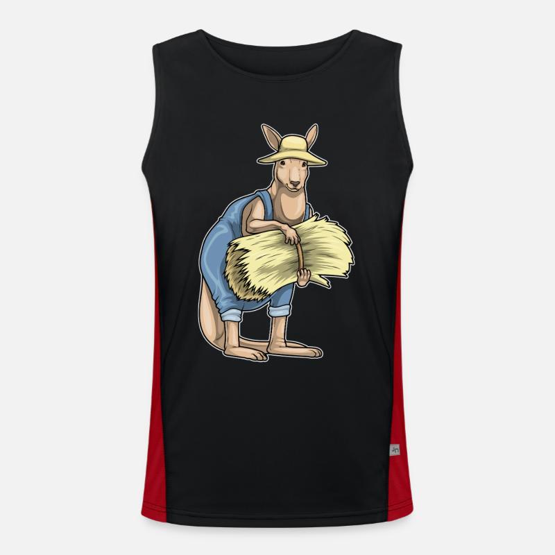 Kangaroo Farmer Straw - Men's Functional Contrast Tank Top  - black/red