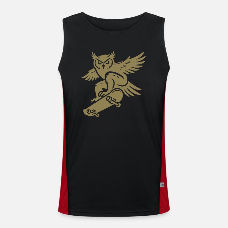 Schneeeule Skateboard Silhouette Minimalistischer Funktionelles Kontrast-Tank Top für Männer 