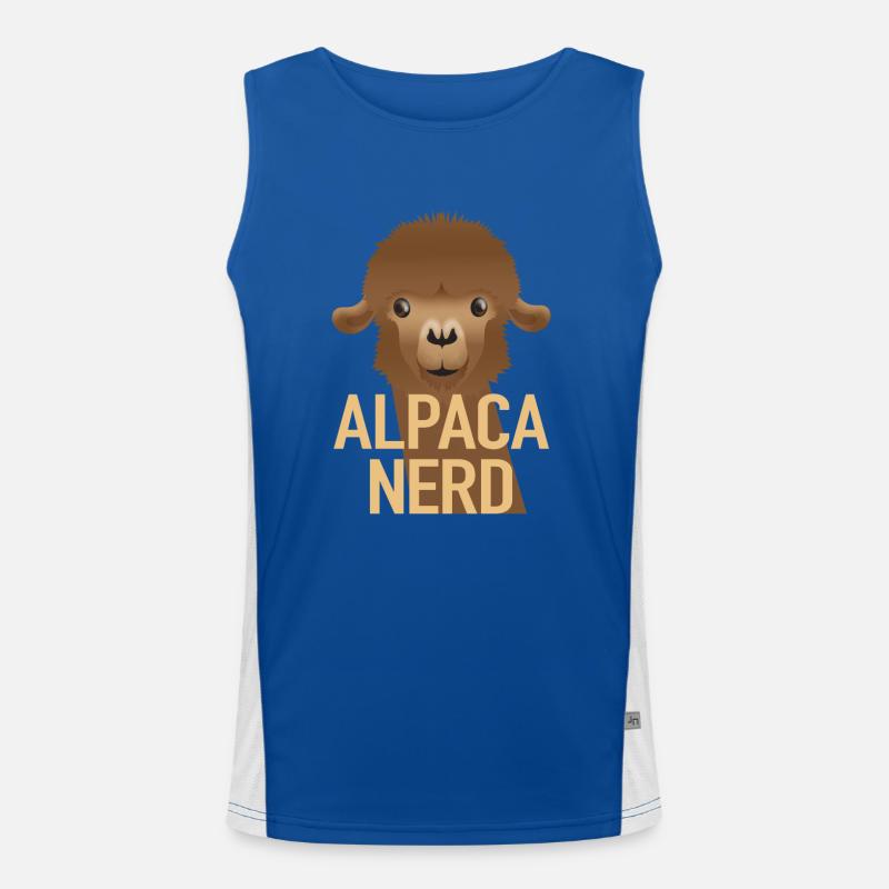 Alpaka-Nerd mit süßem Alpaka-Gesicht Funktionelles Kontrast-Tank Top für Männer 