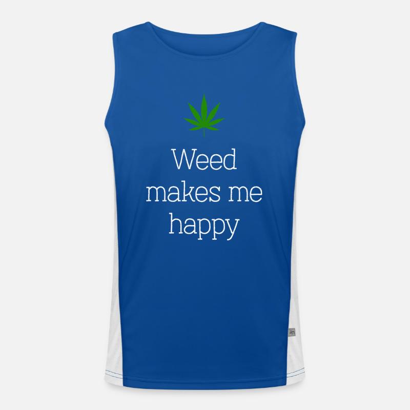 l’herbe me rend heureux cannabis marijuana Débardeur respirant contrasté Homme 