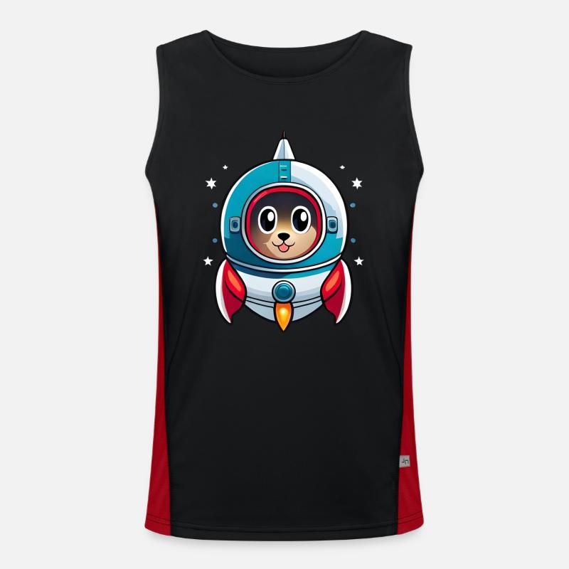 Katze in einer Rakete Funktionelles Kontrast-Tank Top für Männer 