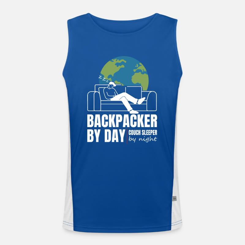 Backpacker by Day Couch Sleeper by Night Funktionelles Kontrast-Tank Top für Männer 