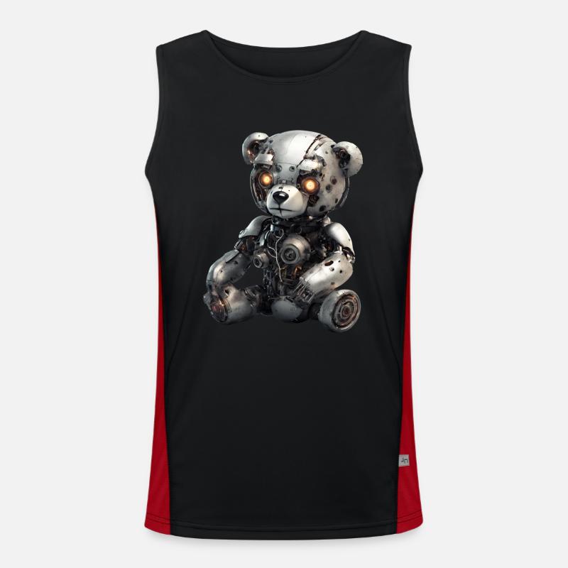 Cyborg Teddybear Funktionelles Kontrast-Tank Top für Männer 