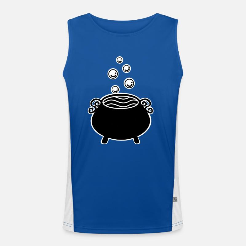 bubbling witch's cauldron black white Men's Functional Contrast Tank Top 