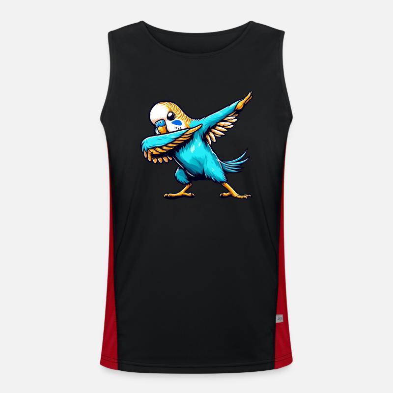 Cool Budgie Dabbing Comic - Men's Functional Contrast Tank Top  - black/red