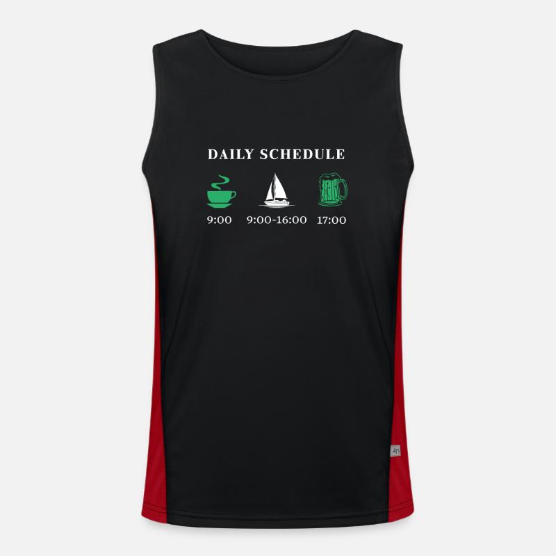 Daily schedule sailing & boating gift - Men's Functional Contrast Tank Top - black/red