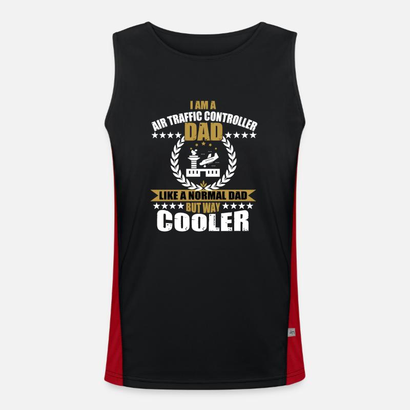 Air traffic controller dad - Men's Functional Contrast Tank Top  - black/red