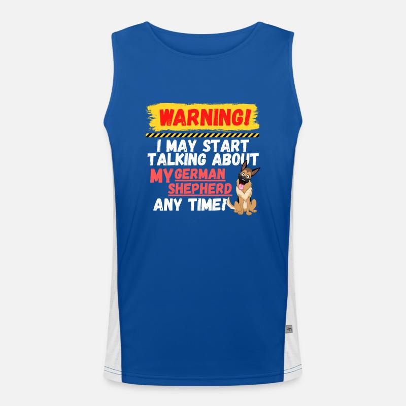 Warning German Shepherd Funktionelles Kontrast-Tank Top für Männer 