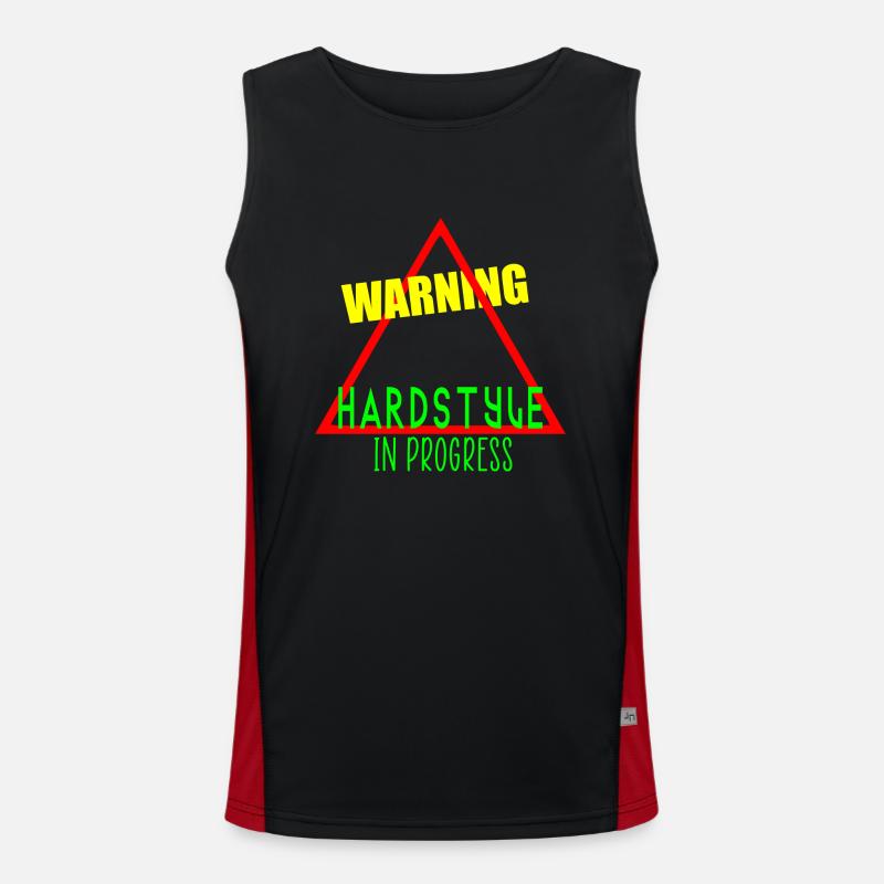 Warning hardstyle in progress - Men's Functional Contrast Tank Top  - black/red