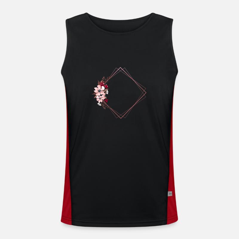 Flowers in Rectangular Frame / Pink Tones Men's Functional Contrast Tank Top 