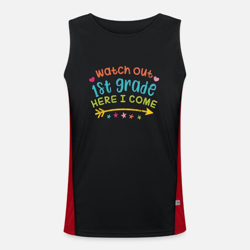 ERSTE 1. KLASSE SCHULTAG SCHULANFANG ABC SPRÜCHE Funktionelles Kontrast-Tank Top für Männer 
