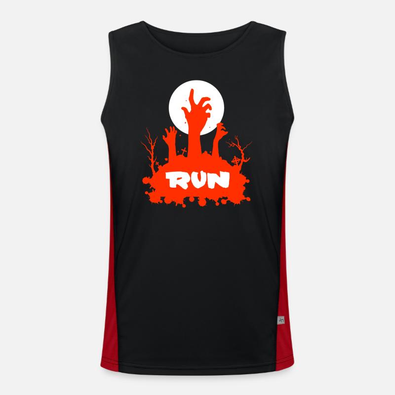 Zombie Graveyard Horror Grave Emo Gamer 666 Comic Men's Functional Contrast Tank Top 