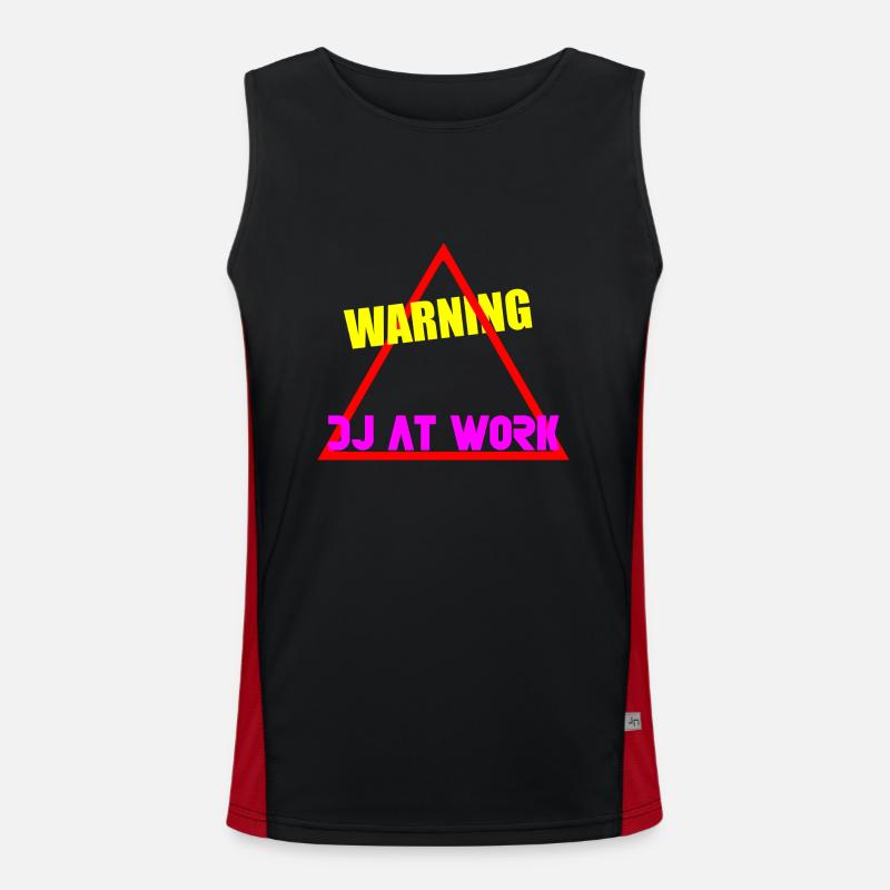 Warning dj at work - Men's Functional Contrast Tank Top - black/red