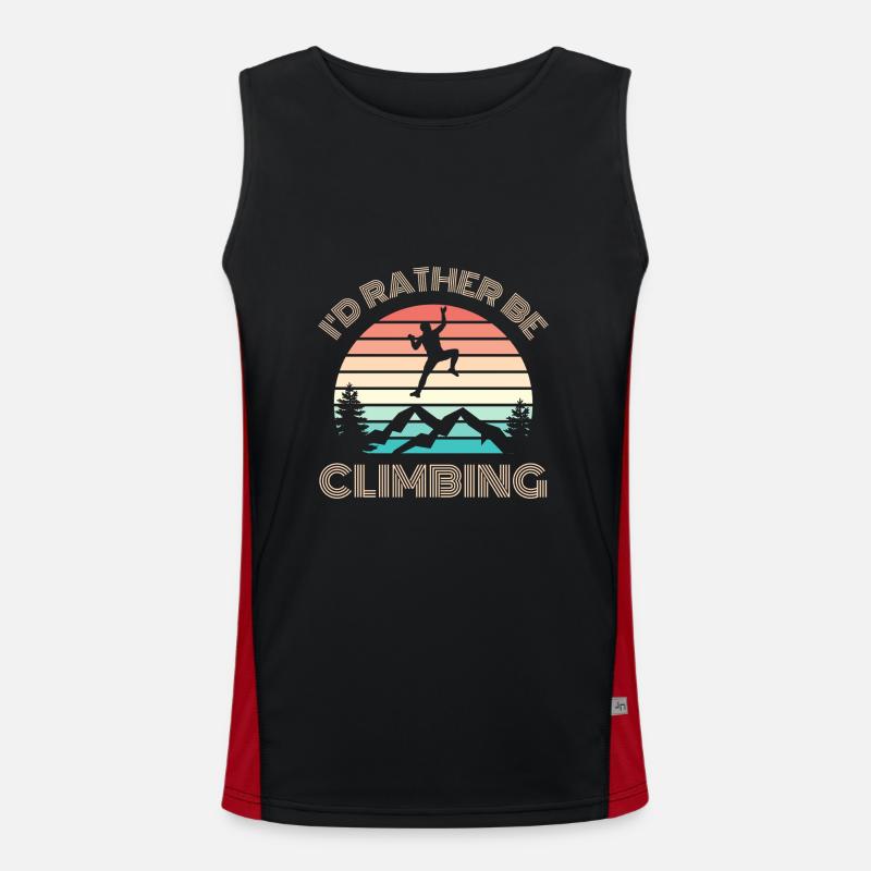 I'D RATHER be Climbing Climbing Saying Retro Sun Men's Functional Contrast Tank Top 