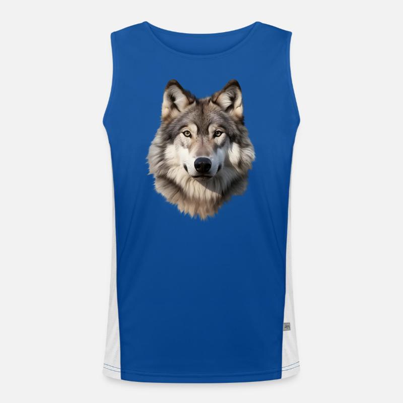 Wolf (weiß/grau) Funktionelles Kontrast-Tank Top für Männer 