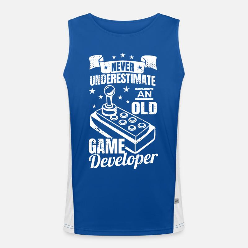 Old game developer grandfather Men's Functional Contrast Tank Top 