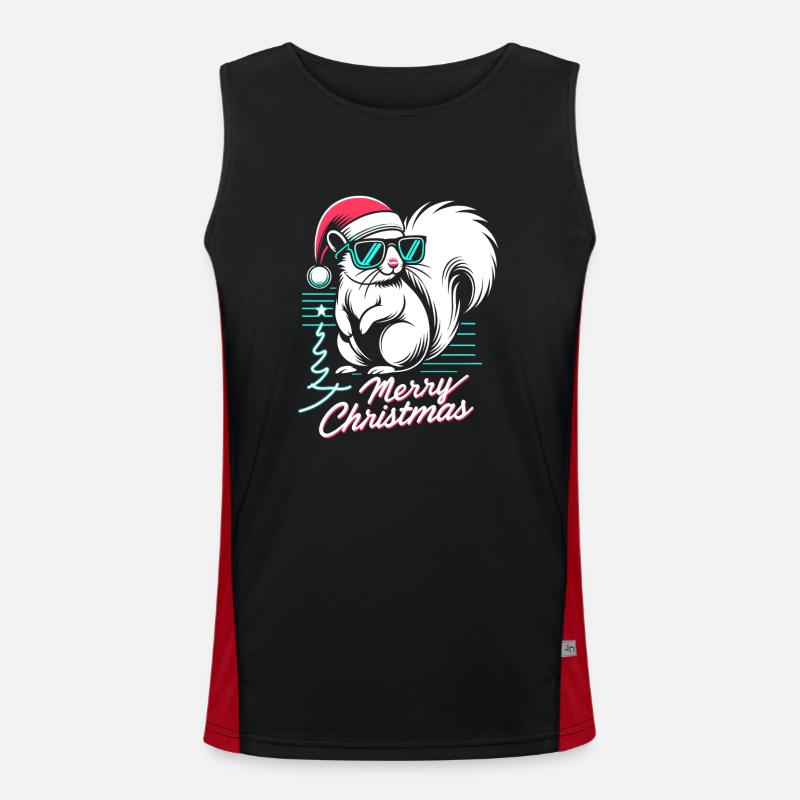 Neon Christmas Squirrel: 90s Style Men's Functional Contrast Tank Top 