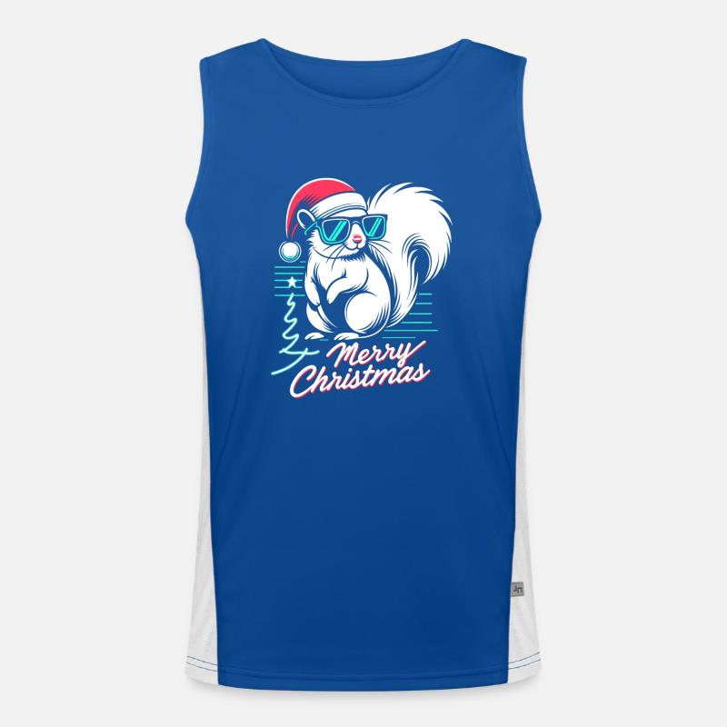 Neon Christmas Squirrel: 90s Style Men's Functional Contrast Tank Top 