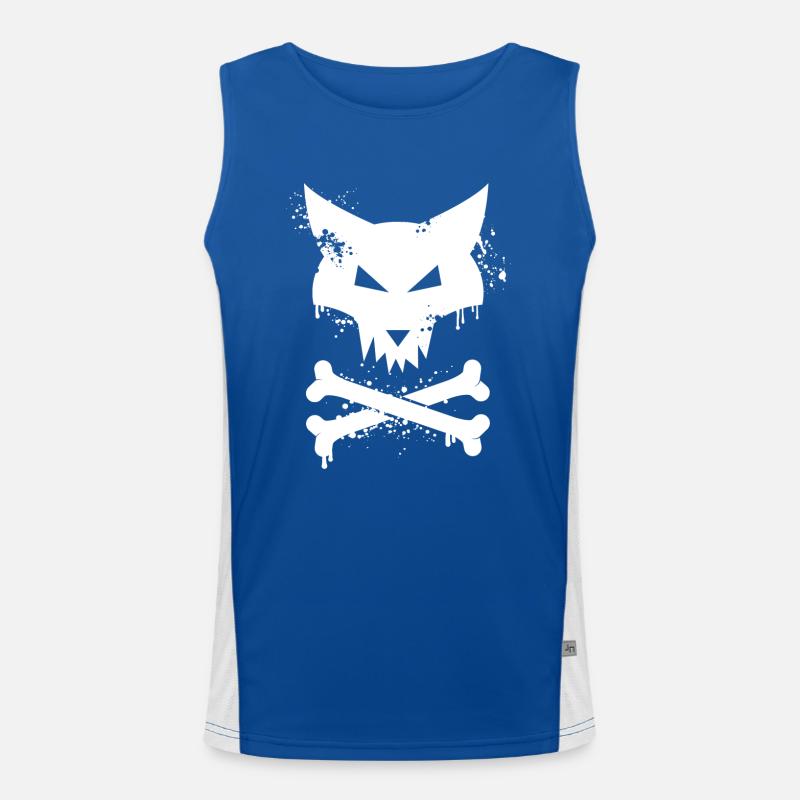 Fox head graffiti with bones in white Men's Functional Contrast Tank Top 