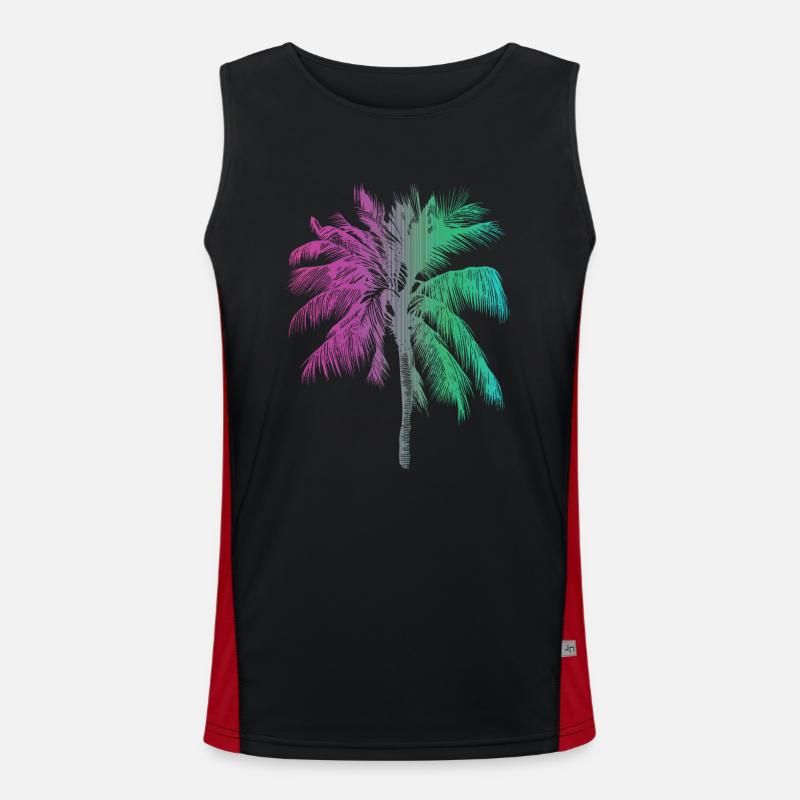 Tropical Rainbow Palm Beach Sun Men's Functional Contrast Tank Top 