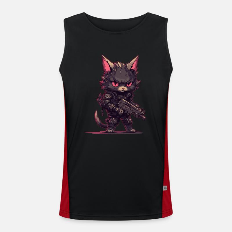 Cat Biker dans le style de Post Apocalyptic Débardeur respirant contrasté Homme 