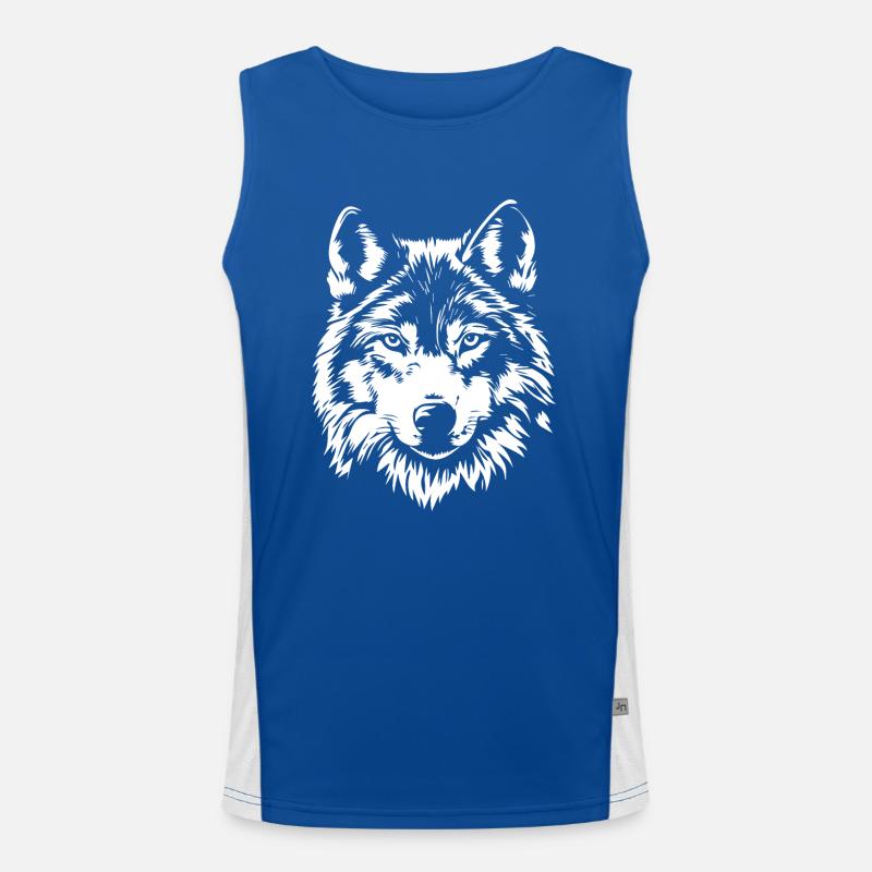 Wolf Gesicht Funktionelles Kontrast-Tank Top für Männer 