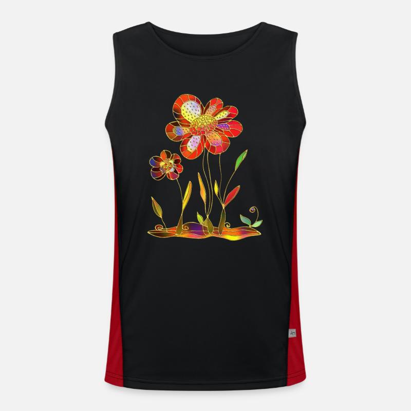 Fleur - Débardeur respirant contrasté Homme  - noir/rouge