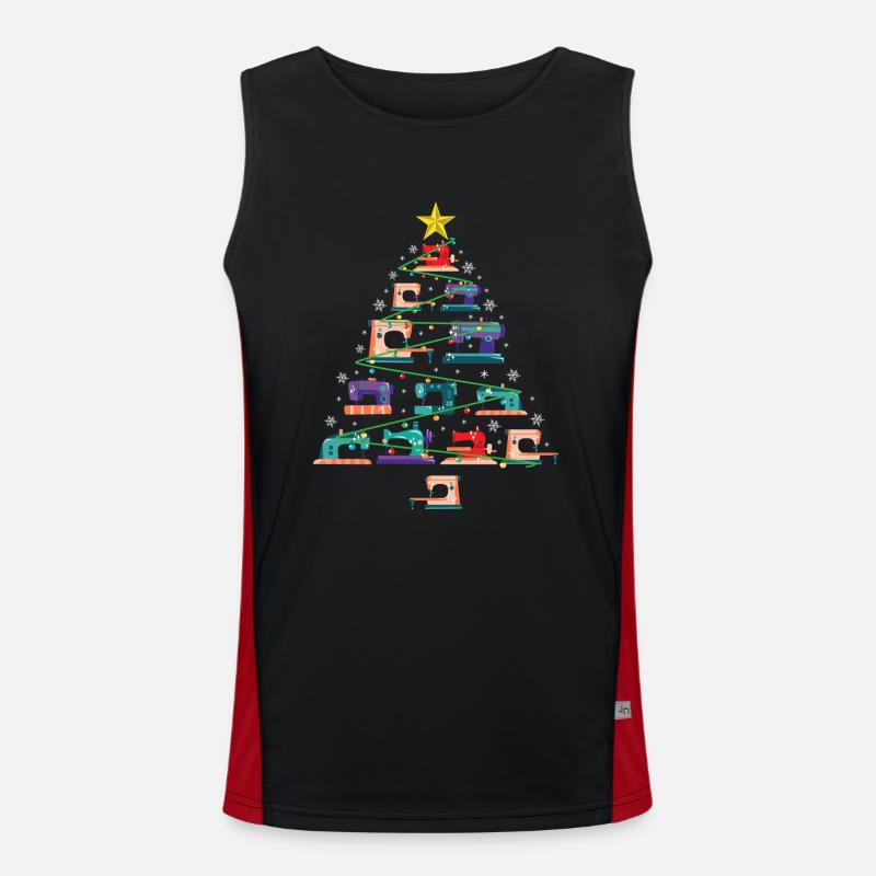 Cadeau de quilter d'arbre de Noël de machine à coudre de Noël Débardeur respirant contrasté Homme 