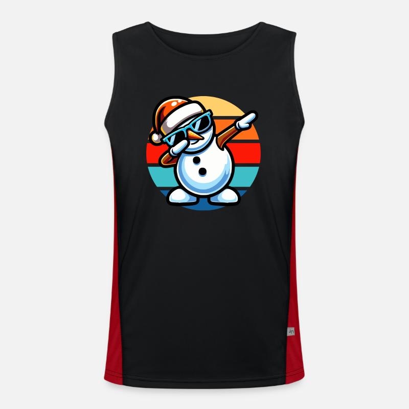 Dabbing Snowman Vintage Sunset Men's Functional Contrast Tank Top 