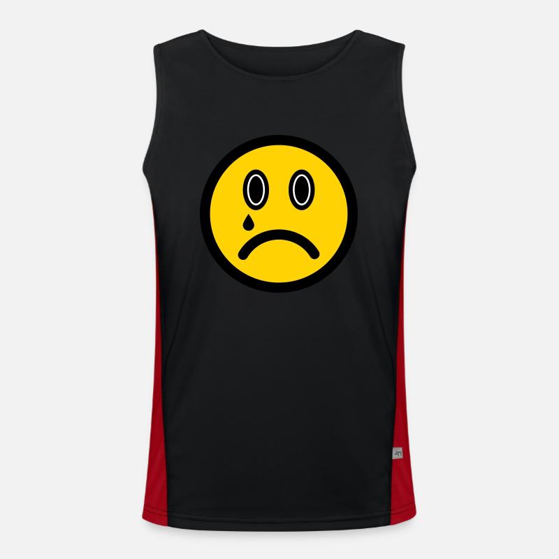 Crying Emoticon - Image Symbol - Stroke Face Men's Functional Contrast Tank Top 