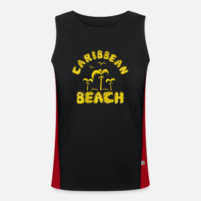 Caribbean beach in yellow Funktionelles Kontrast-Tank Top für Männer 