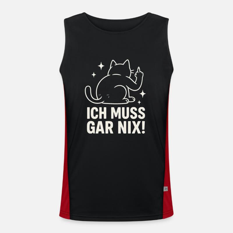 faule Katze - Statement Spruch - ich muss gar nix Funktionelles Kontrast-Tank Top für Männer 