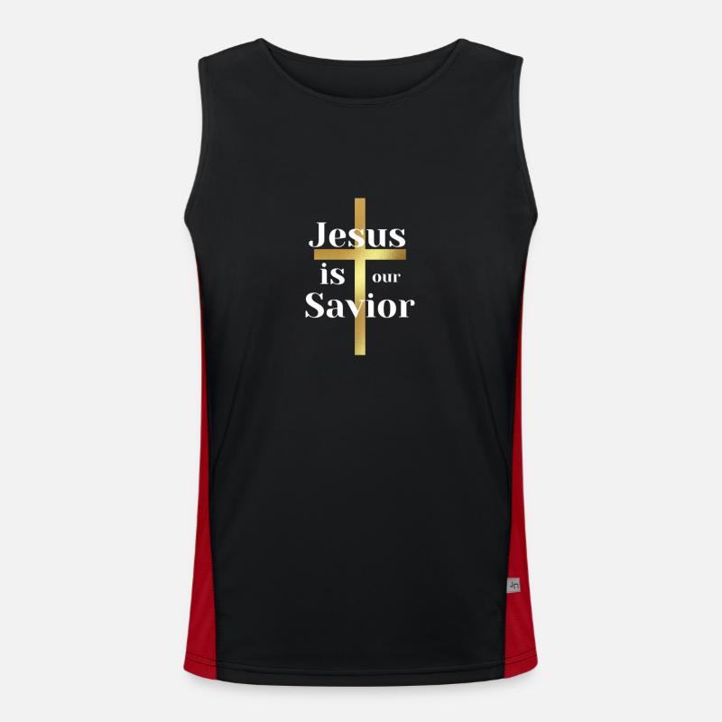 Jesus is our Savior Men's Functional Contrast Tank Top 