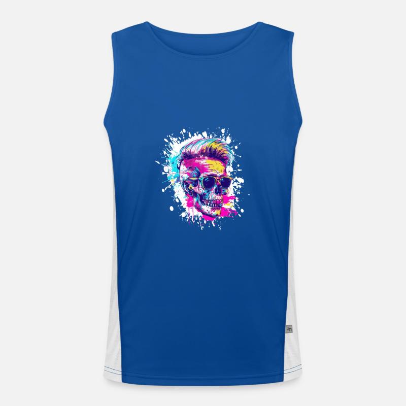 Totenkopf Party Techno Funktionelles Kontrast-Tank Top für Männer 