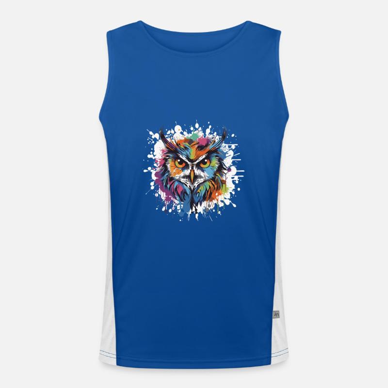 Eule Tier Pop Art Kopf Funktionelles Kontrast-Tank Top für Männer 