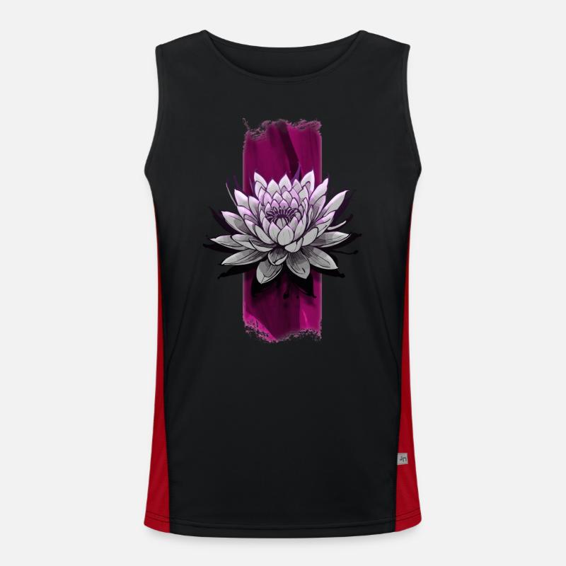 Blushing Bloom: Pink Lotus Flower Men's Functional Contrast Tank Top 