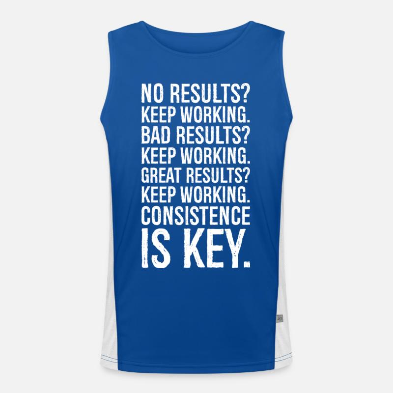no results keep working bad results keep working Funktionelles Kontrast-Tank Top für Männer 
