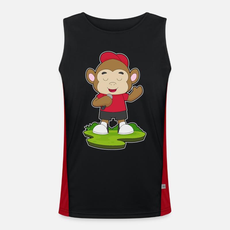 Monkey Singer Microphone - Men's Functional Contrast Tank Top  - black/red