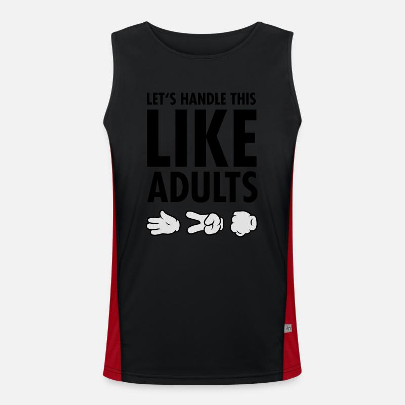 Let's Handle This Like Adults -Rock Paper Scissors Men's Functional Contrast Tank Top 